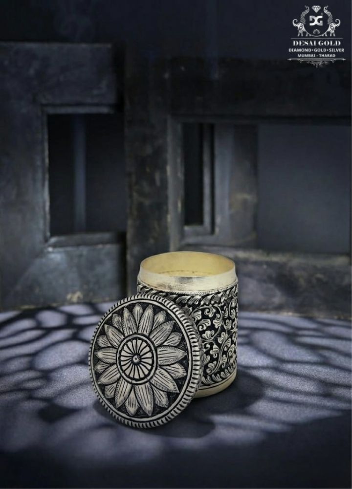 Silver Antique Flower Rice Dabbi