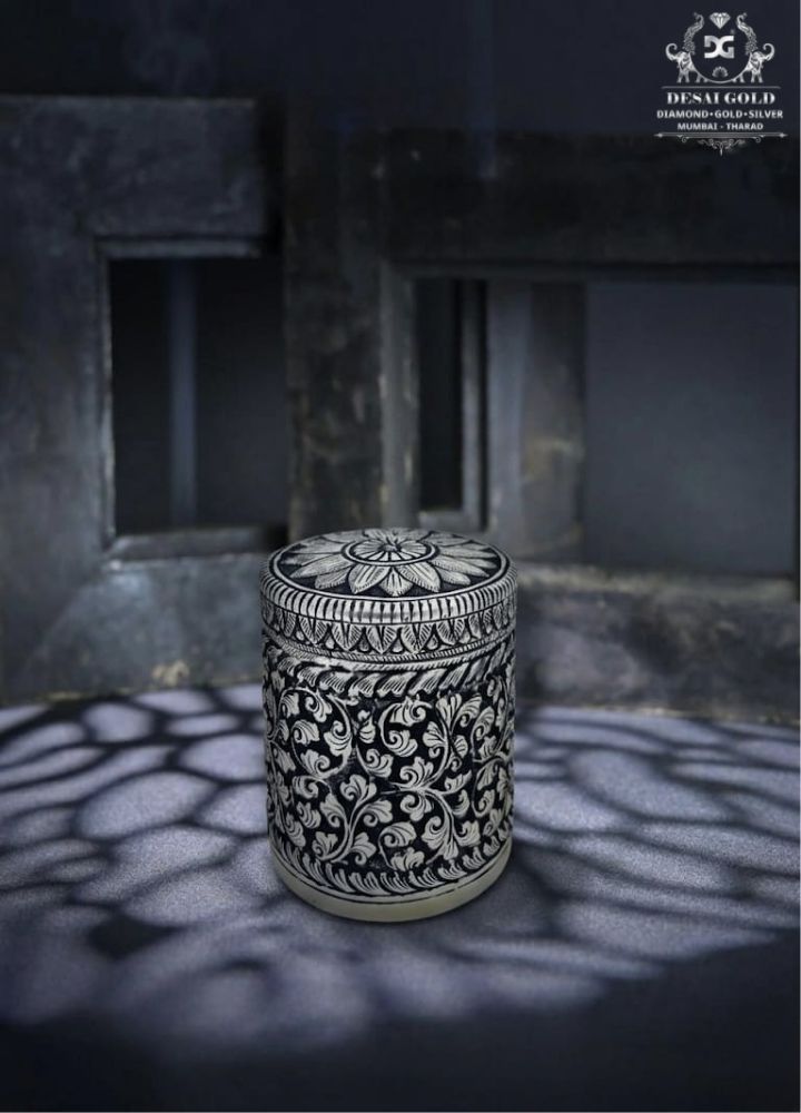 Silver Antique Flower Rice Dabbi